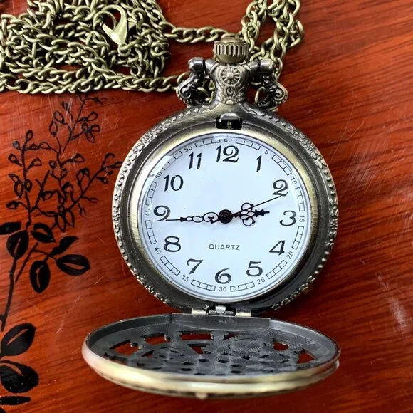 Vintage Style Copper Quartz Pocket Watch - Picture 4 of 11